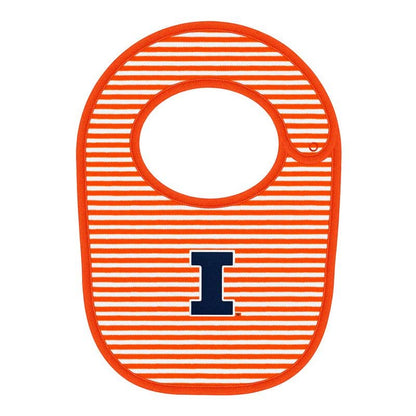 Illinois Fighting Illini Striped Newborn Bib : Orange
