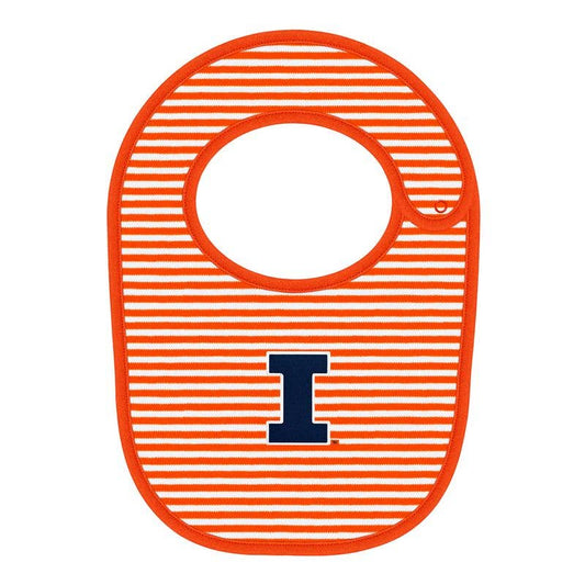 Illinois Fighting Illini Striped Newborn Bib : Orange