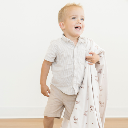 Minky Stretch Toddler Blanket - Farm Animals