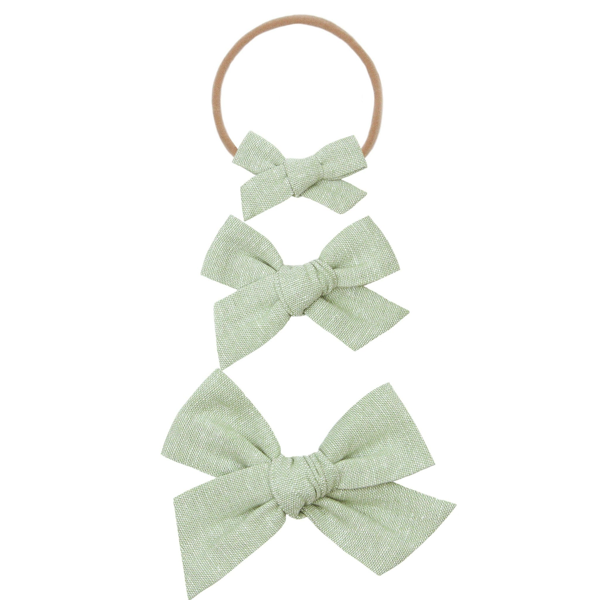 Sage Linen Bow - Large