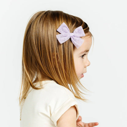 Lavender Dot Tulle Bow - Large