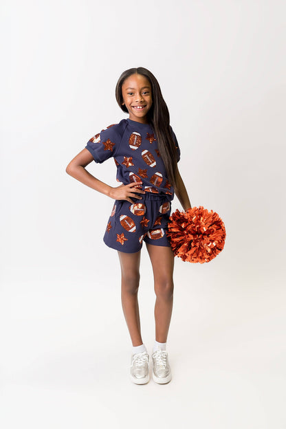 Navy and Orange Football Top