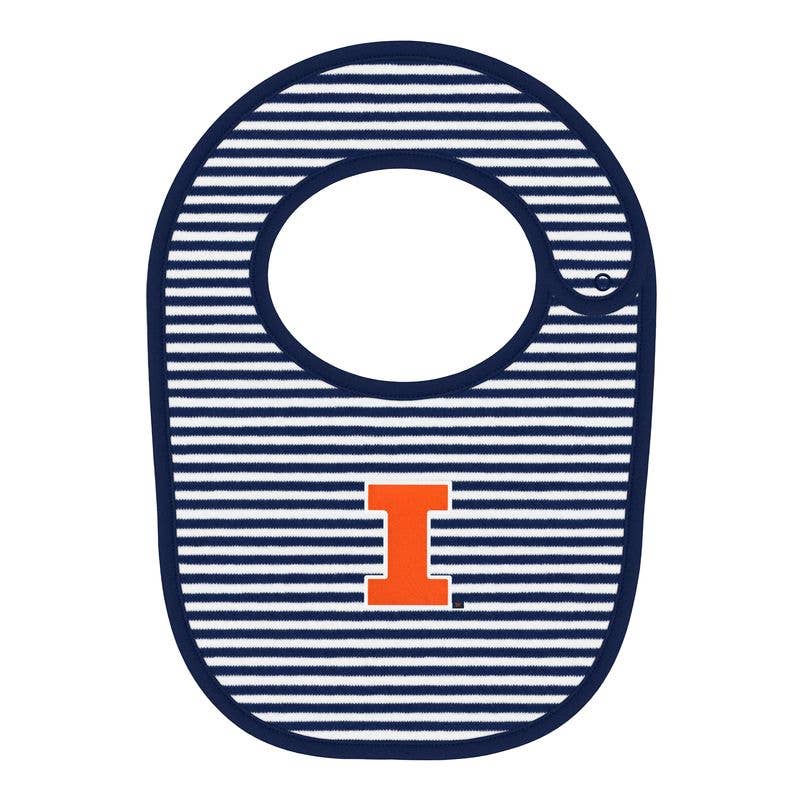 Illinois Fighting Illini Striped Newborn Bib : Navy