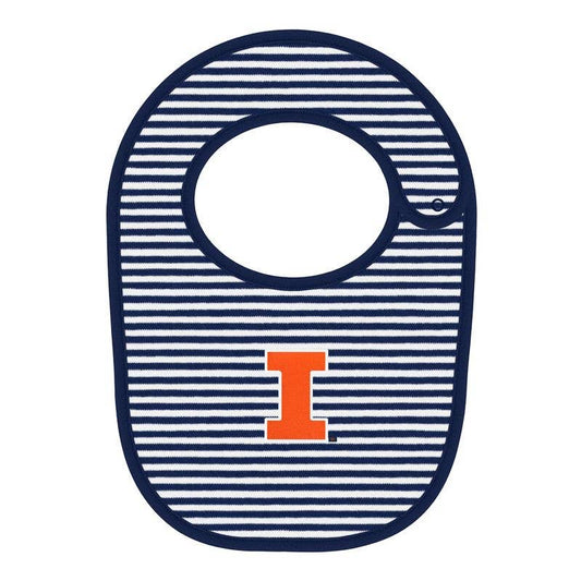 Illinois Fighting Illini Striped Newborn Bib : Navy