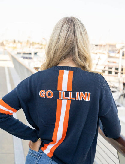 Illinois Long Sleeve – Fighting Illini Crewneck Sweater Navy
