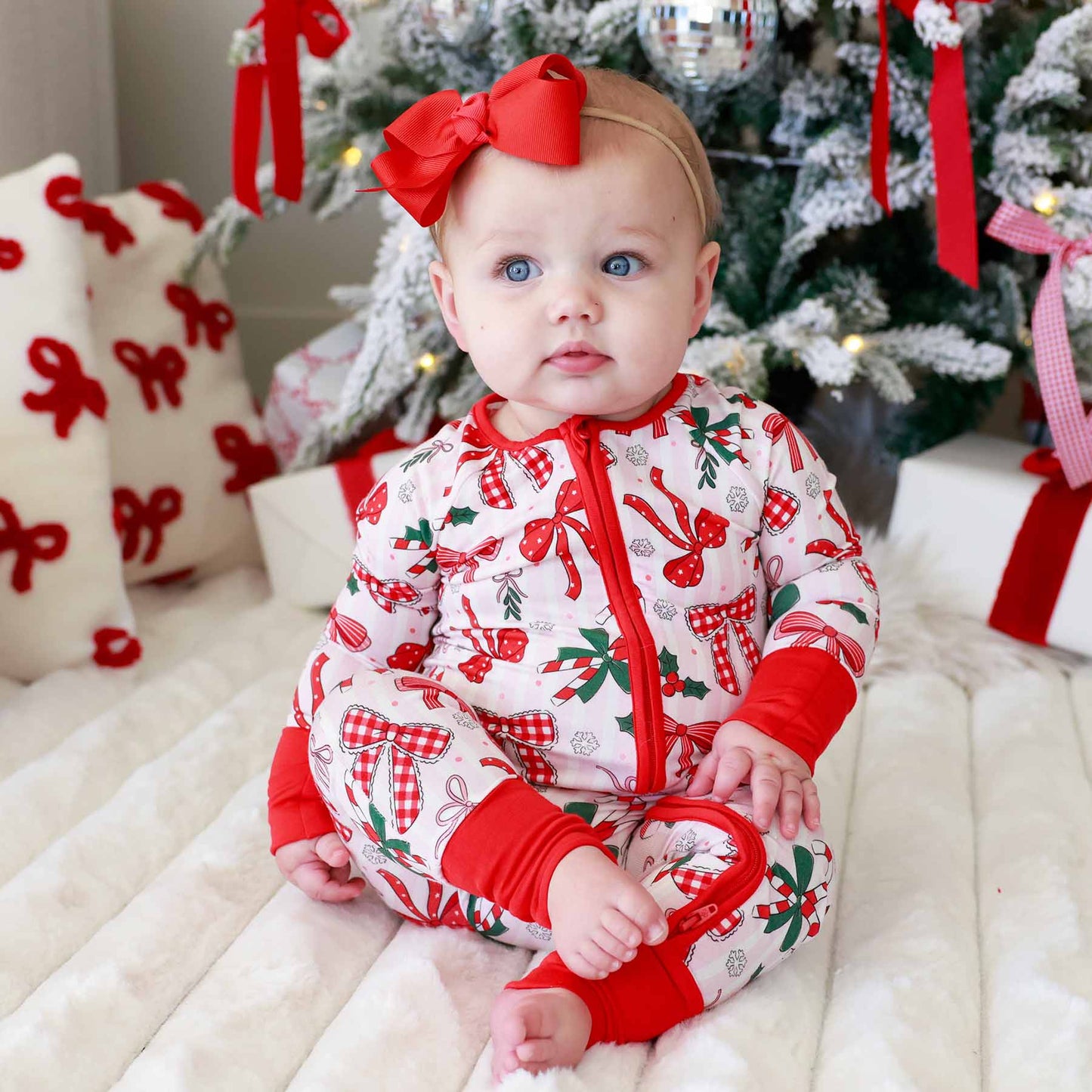Christmas Bamboo Convertible Zip Rompers - Bow What Fun