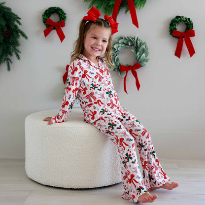 Girl's Two Piece Flare Lounge Set | Bow What Fun