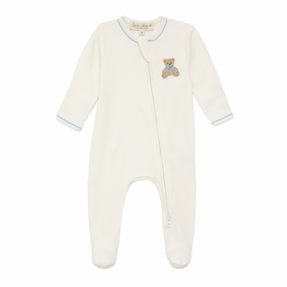 Bear Hugs Zip Footie - Sky Blue