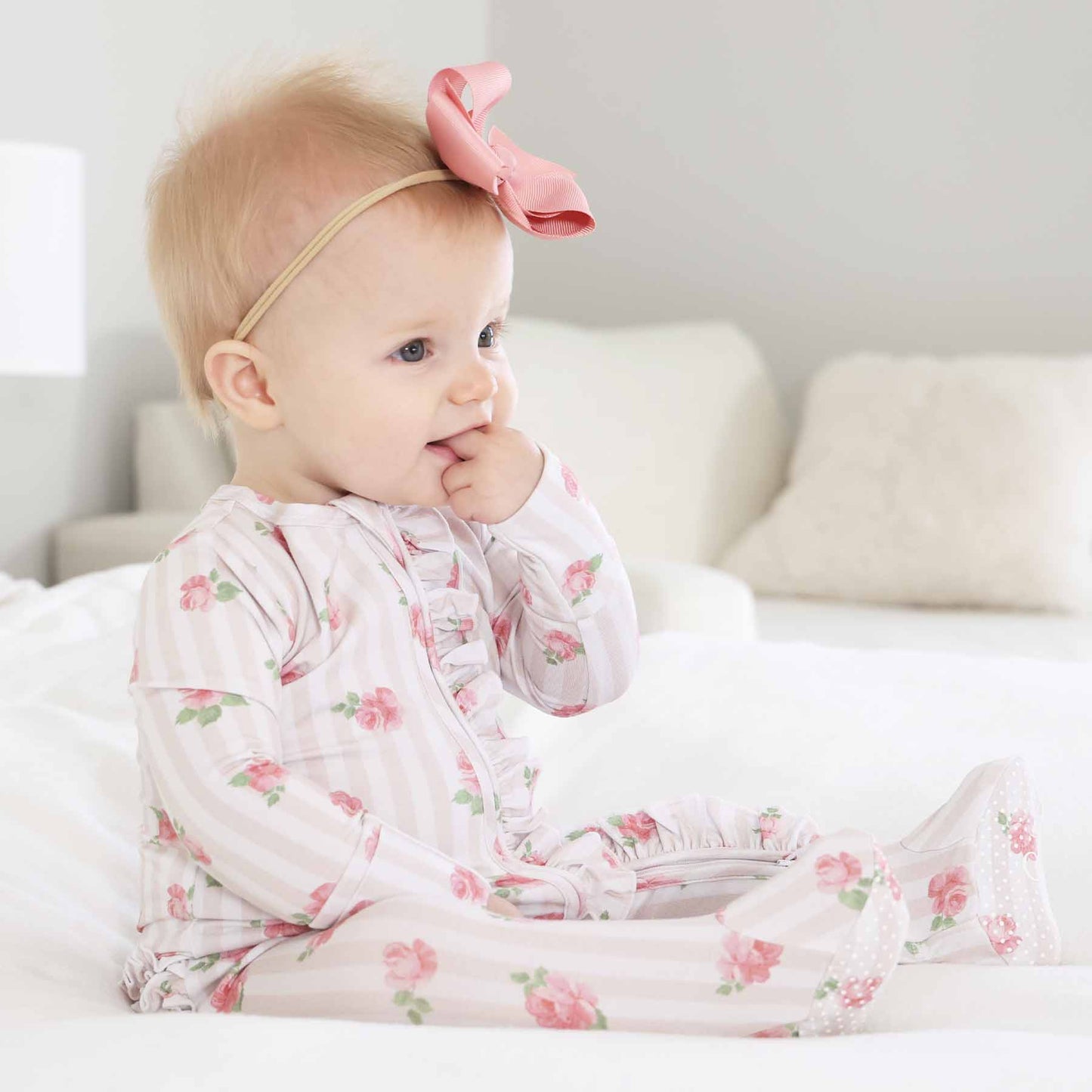 Rosy & Cozy Ruffle Zipper Footie