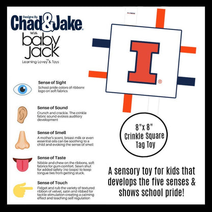Illinois Fighting Illini Stroller Tag Toy Learning Lovey: 10x10 Basketball