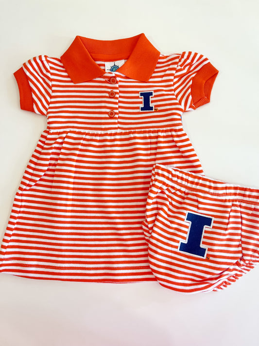 Illini Polo Dress - Orange Stripe