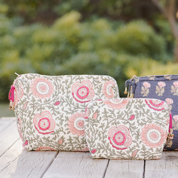 Pink Lisbon Floral Quilted Pouch