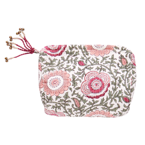 Pink Lisbon Floral Quilted Pouch - Small