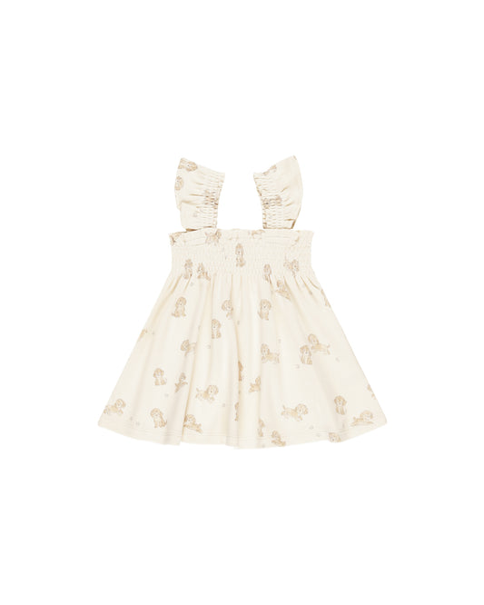 Smocked Jersey Dress - Puppies