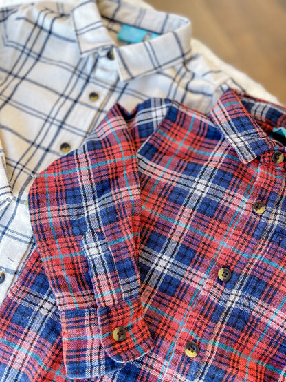 Woven Button-down - Red/Navy