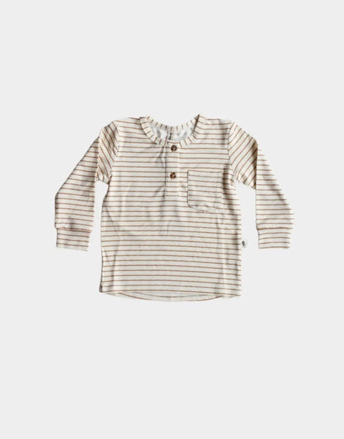 Henley Stripe Shirt - Butterscotch Stripe