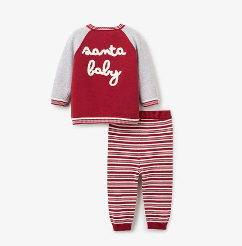 Santa Baby Varsity Jacket and Stripe Pant Set