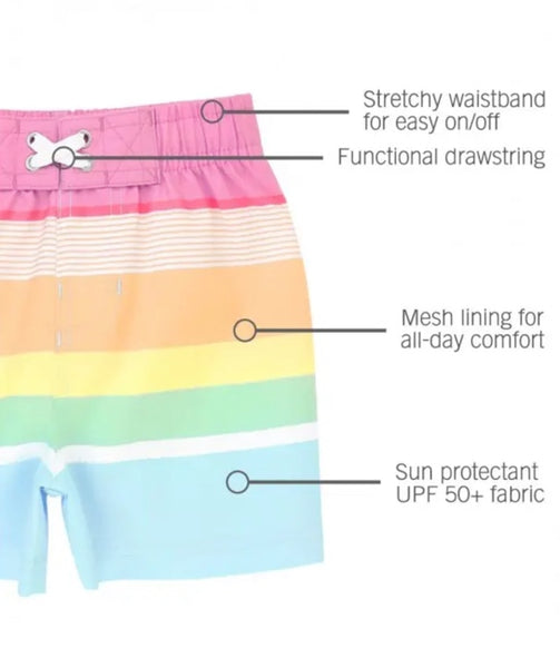 Rainbow Multi-stripe Swim Trunks