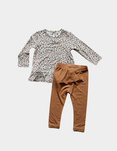 Peplum Top + leggings set - Cheetah