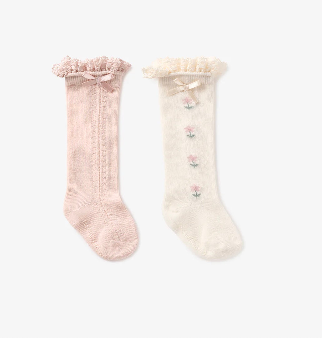 Floral Knee High Non-Slip Baby Socks
