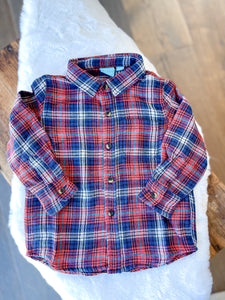 Woven Button-down - Red/Navy