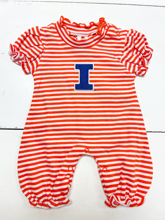 Ruffle Illini Romper - Orange