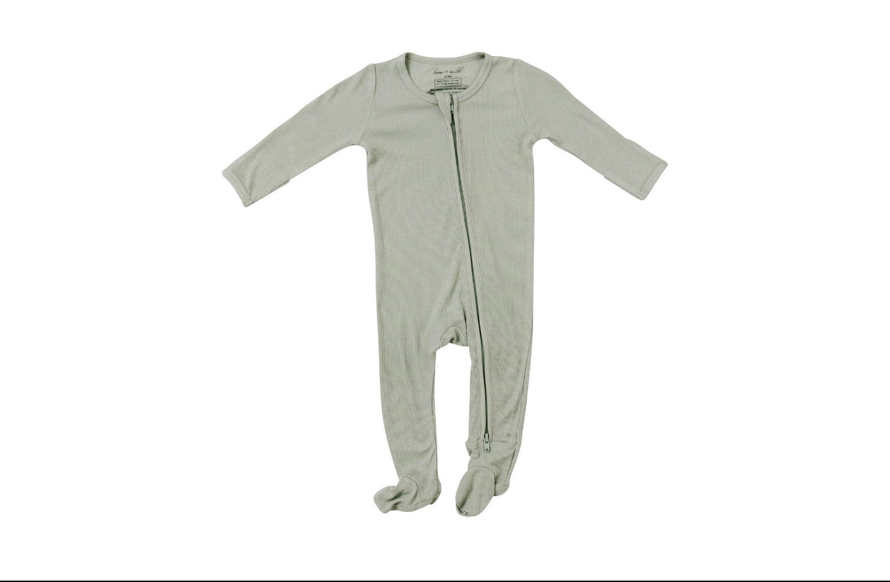 Zip Bamboo Sleeper - Sage Ribbed