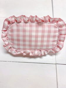 Light Pink  Gingham Frilly Pouch